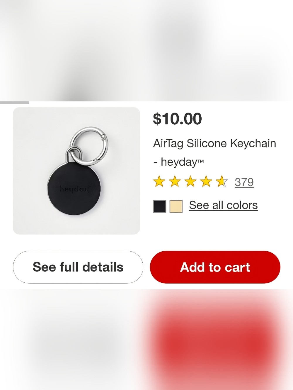 heyday Silicone AirTag Key Ring in Black